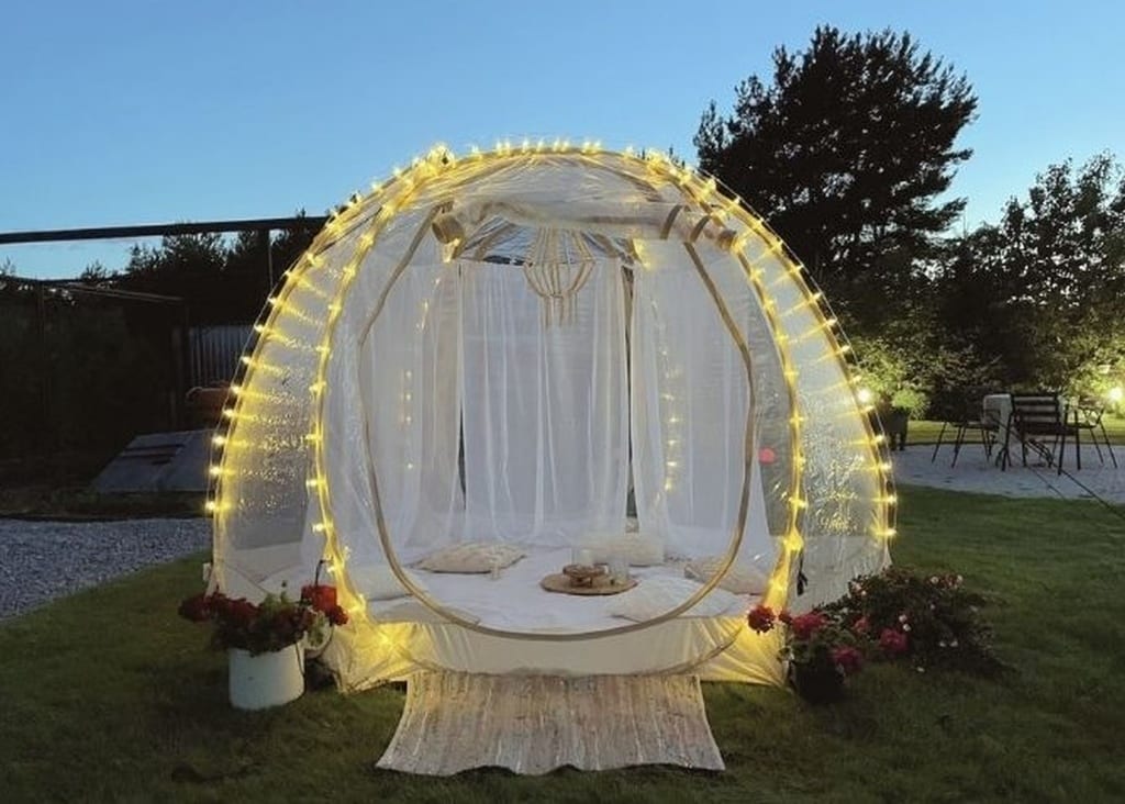 Piknik Igloo Cocoa Celebre z firankami i oświetleniem led